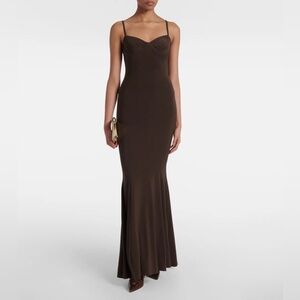 Norma Kamali Underwire Fishtail Gown Chocolate Mermaid Maxi Dress NWT Size S